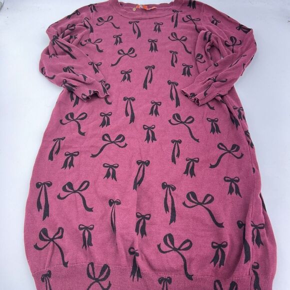 Modcloth Women's Knit The Mark Sweater Dress Bows Maroon Crew Neck Large - Picture 1 of 5